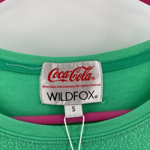 WILDFOX x Coca Cola Sweatshirt Size Small Travel Refreshed Graphic Green NWT - Picture 5 of 16